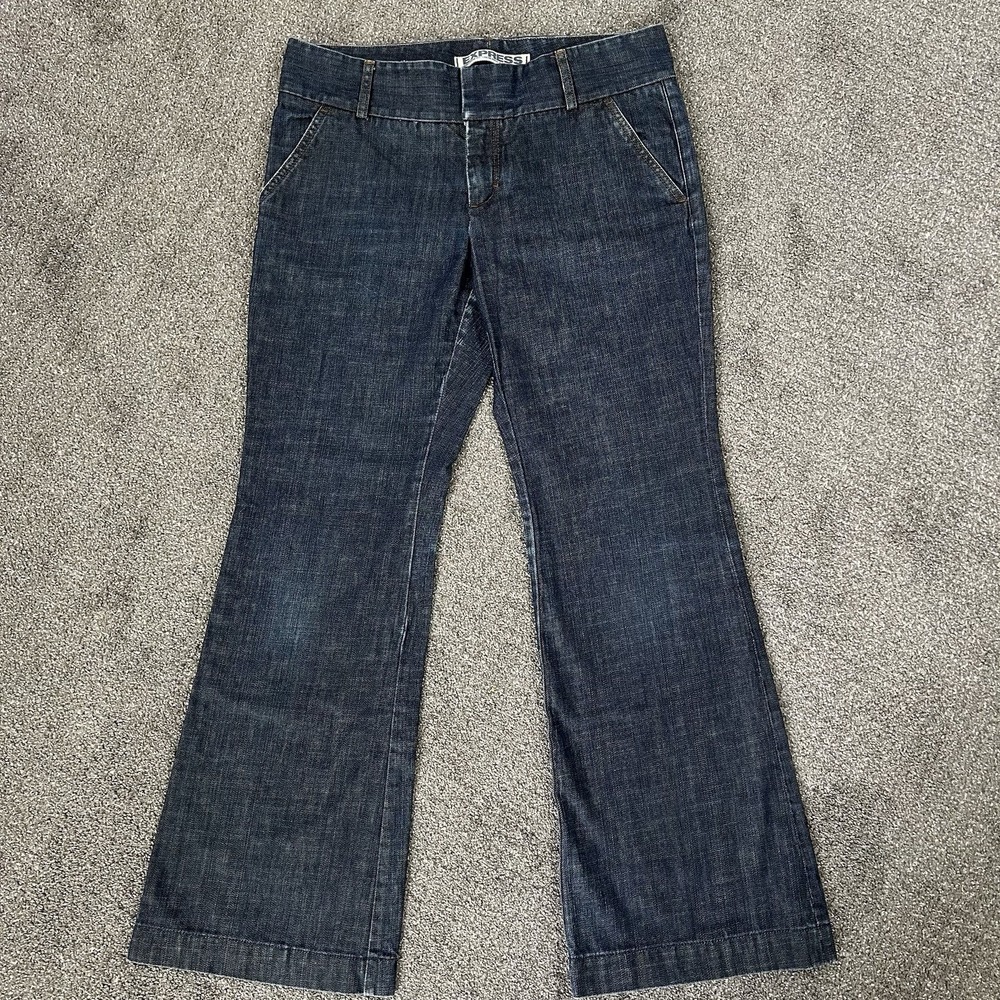 Express Precision Fit Trouser Jeans 10 Dark Wash Wide Leg Mid-Rise Y2K NWOT $88